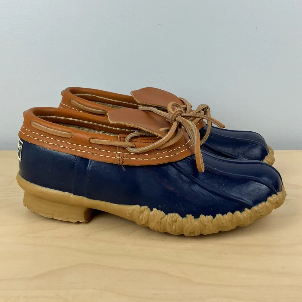 L.L. Bean Navy Blue and Brown Women's Winter Duck Boots
